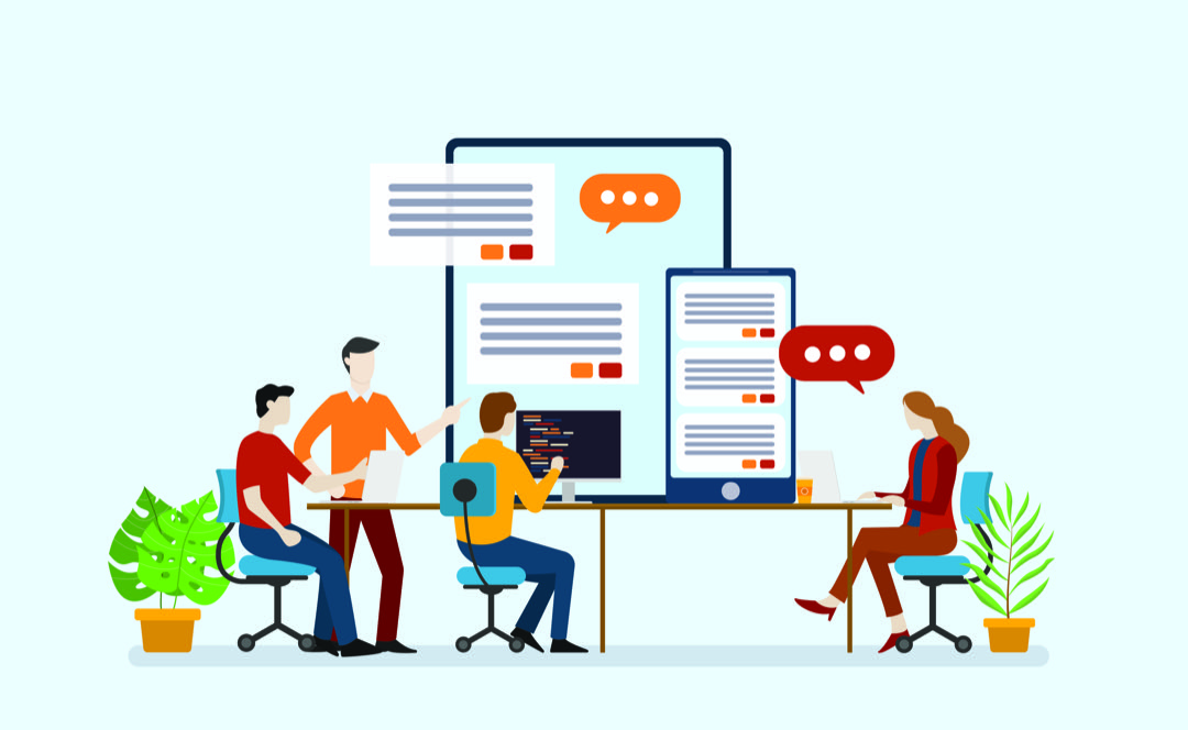 People having a group meeting to build some software