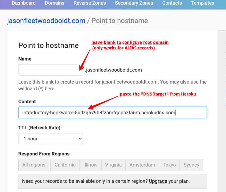 DNSimple add ALIAS record with no subdomain